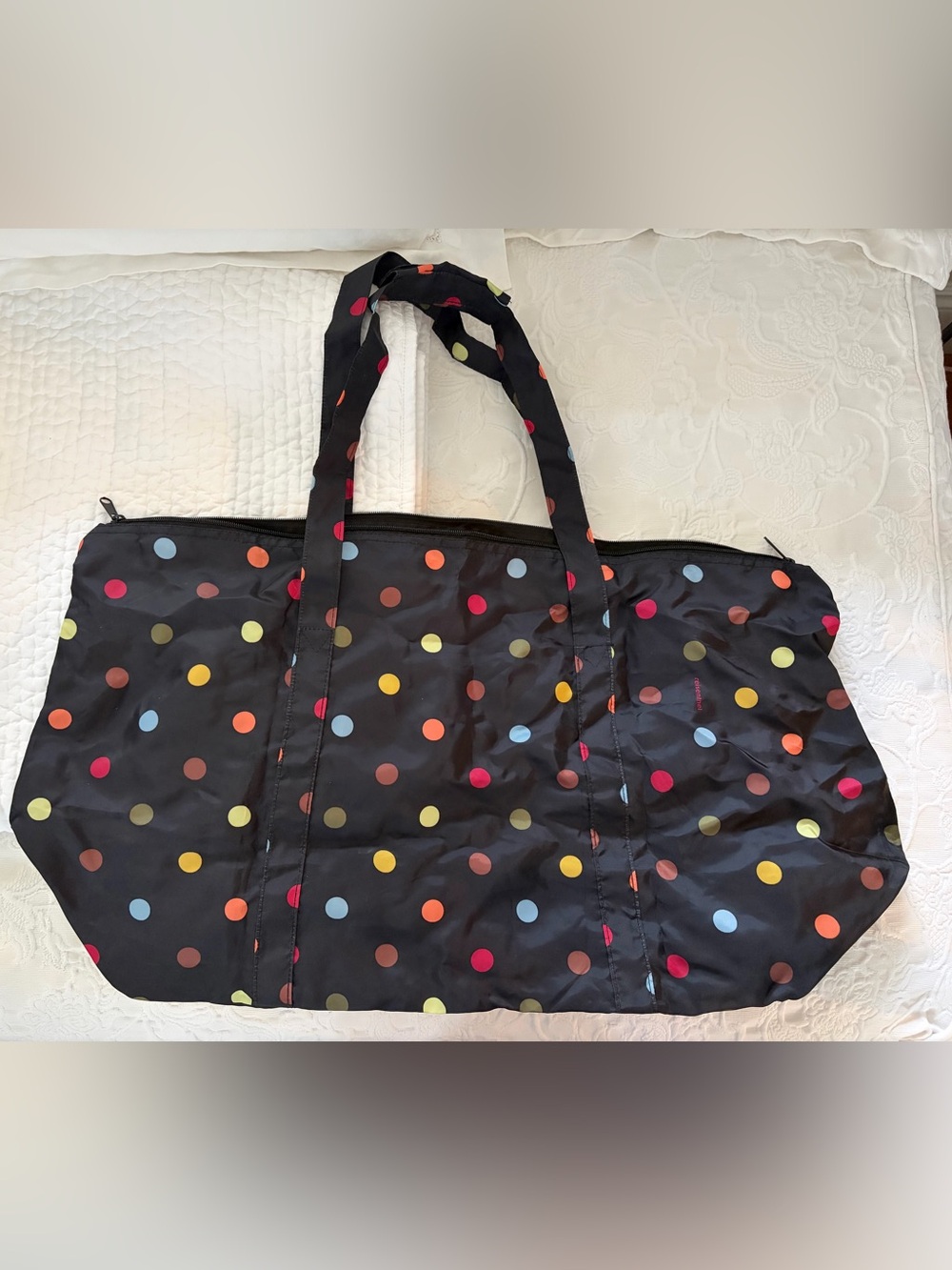 Black Polka Dot Tote Bag – Colorful Dot Travel Tote